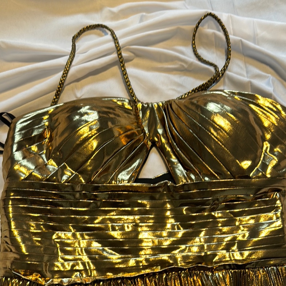 Gold Metallic Strappy Dress